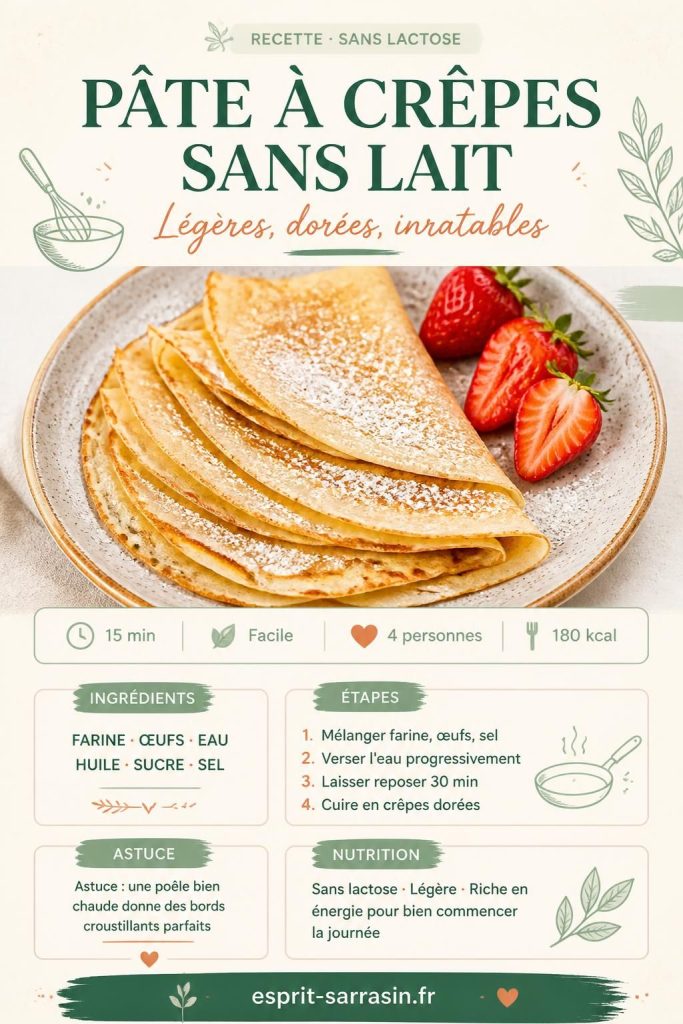 Pâte à crêpes sans lait : recette facile et moelleuse à épingler sur Pinterest